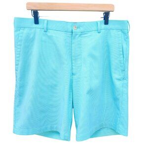 Peter Millar Wicking E4 Pastel Mint‎ Green Gingham Golf Shorts, Size 36.
